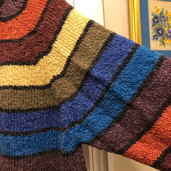 In Knit Striped Hand Knit Turtleneck Sweater - Picture 6 of 12